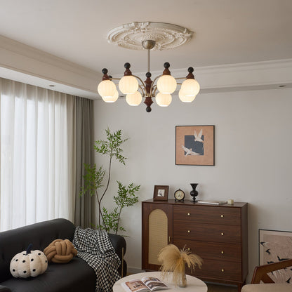Walnut Chandelier with Adjustable Height