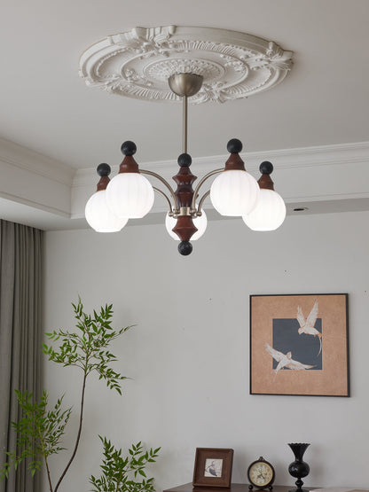 Walnut Chandelier with Adjustable Height
