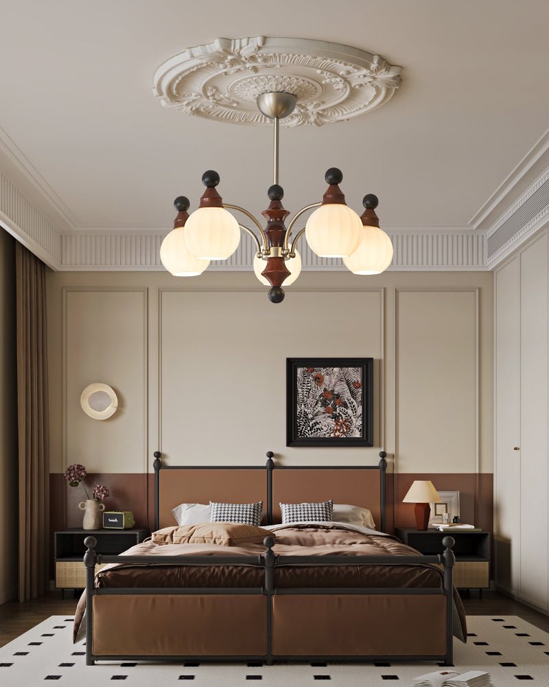 Walnut Chandelier with Adjustable Height