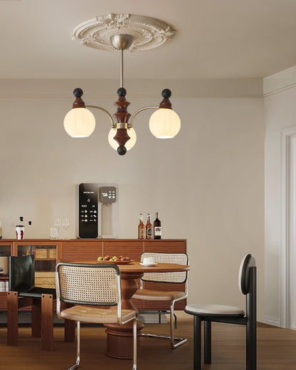 Walnut Chandelier with Adjustable Height