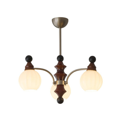 Walnut Chandelier with Adjustable Height — front view