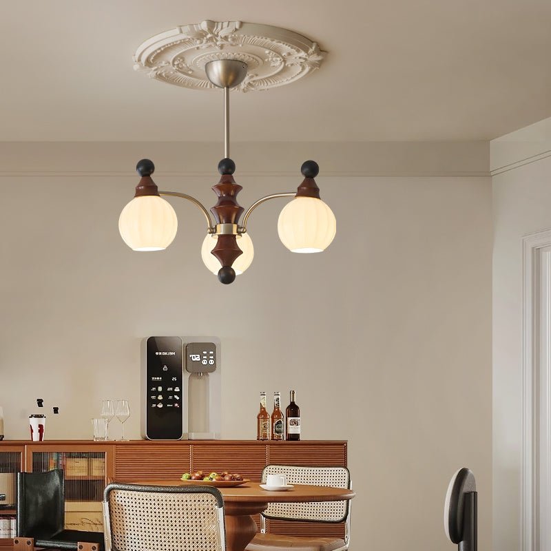 Walnut Chandelier with Adjustable Height
