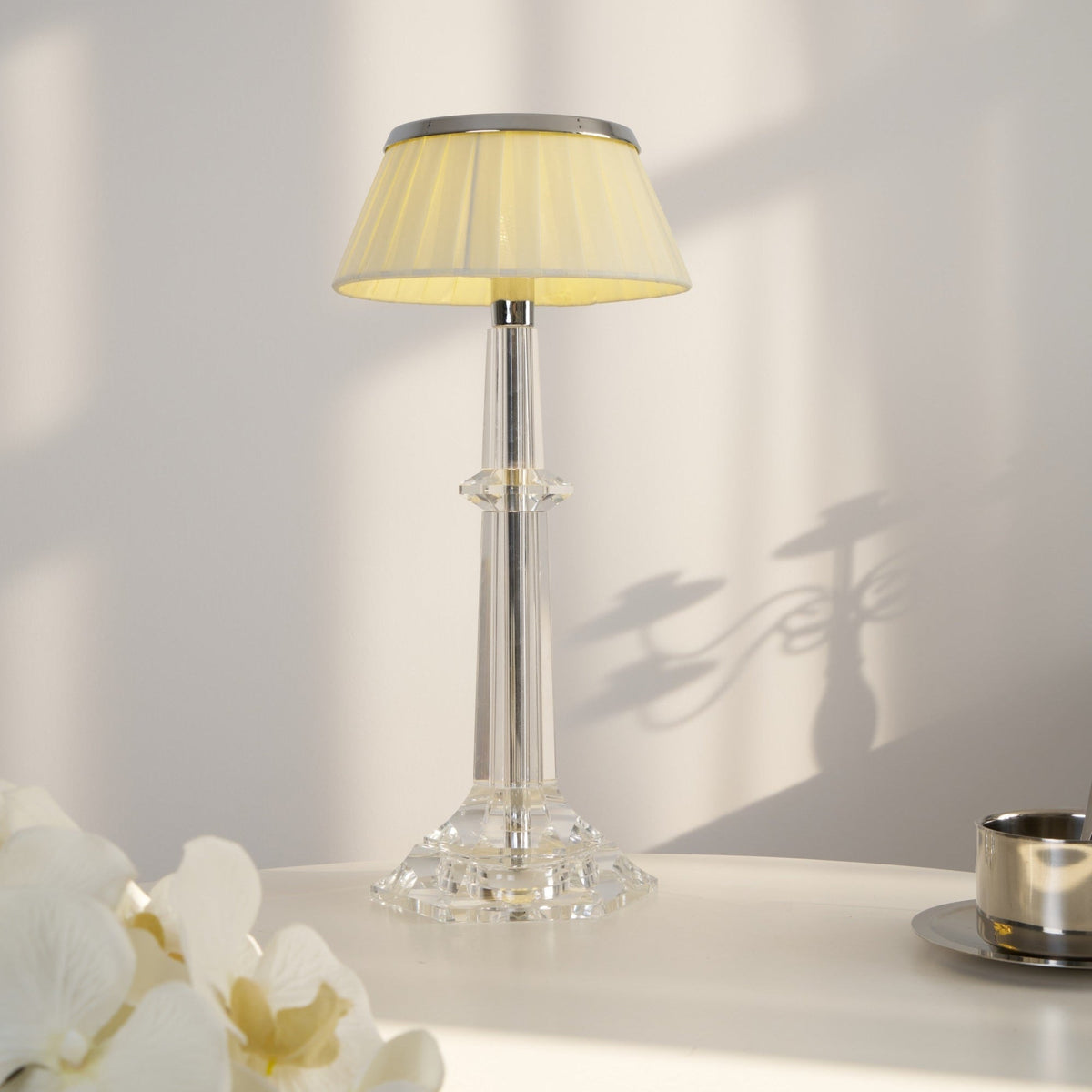 Chrome & Glass Table Lamp with Adjustable Brightness