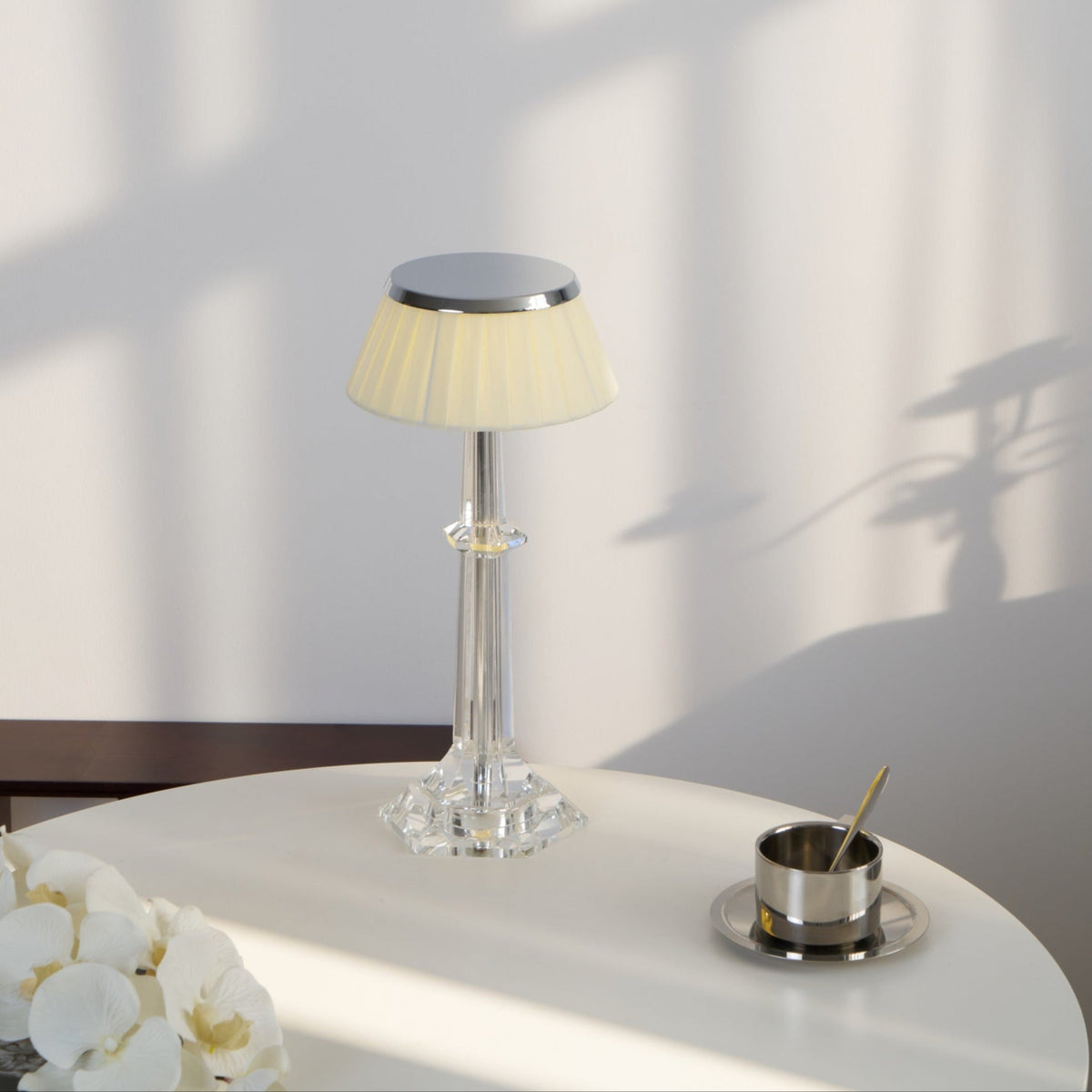 Chrome & Glass Table Lamp with Adjustable Brightness