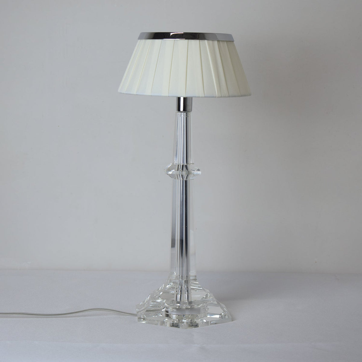 Chrome & Glass Table Lamp with Adjustable Brightness — side view
