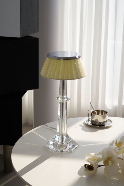 Chrome & Glass Table Lamp with Adjustable Brightness — front view