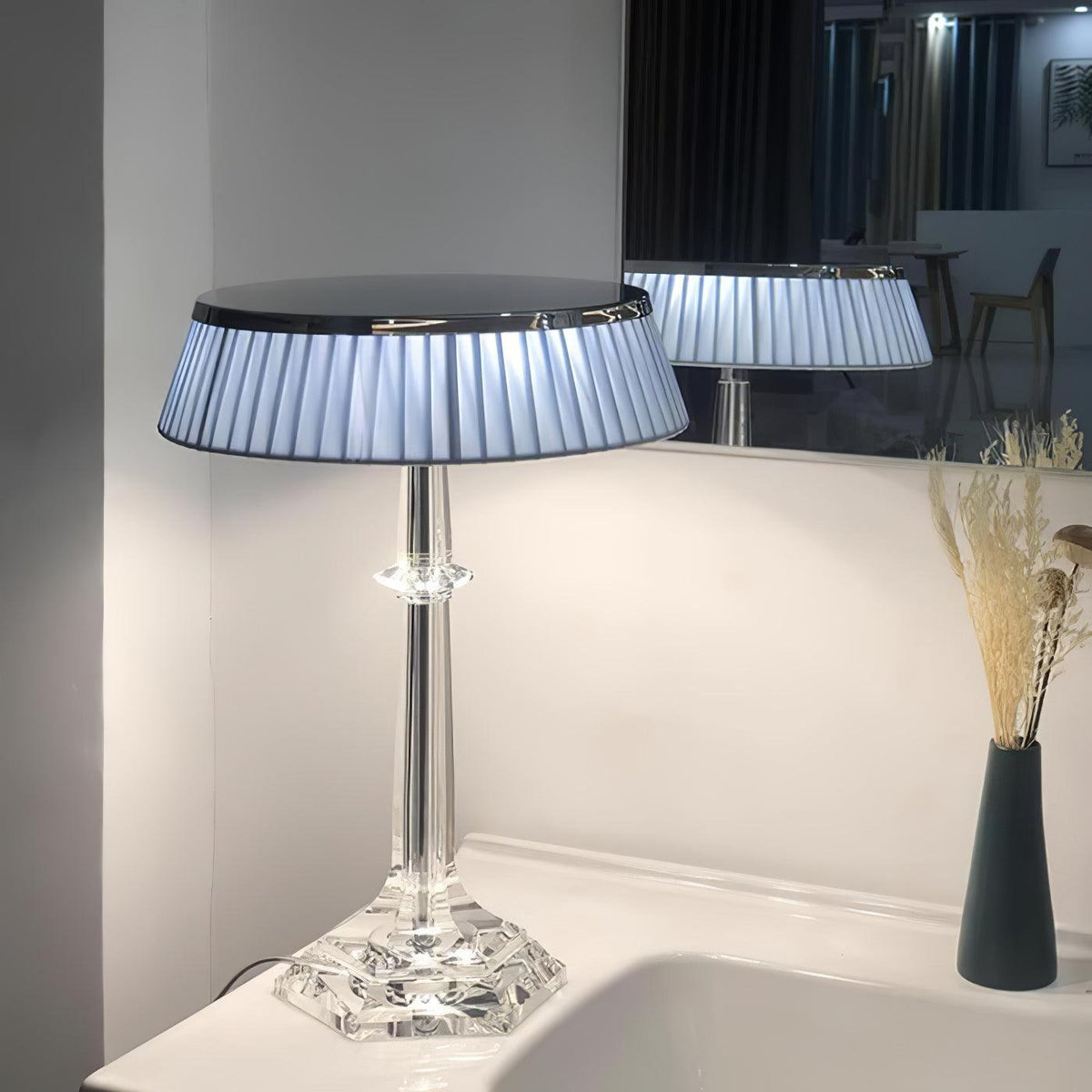Chrome & Glass Table Lamp with Adjustable Brightness