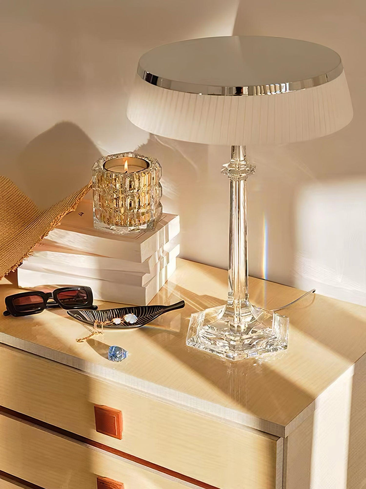 Chrome & Glass Table Lamp with Adjustable Brightness