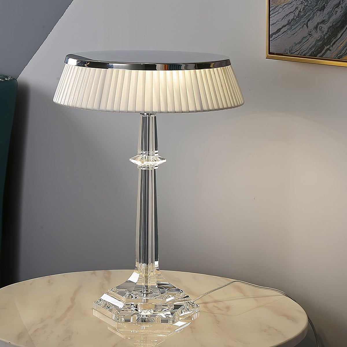 Chrome & Glass Table Lamp with Adjustable Brightness