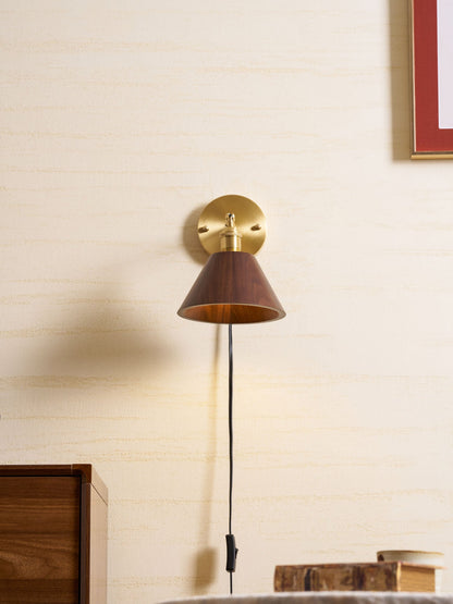 Vintage Wood Plug-In Wall Lamp, Easy Installation