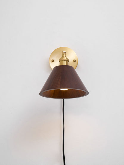 Vintage Wood Plug-In Wall Lamp, Easy Installation