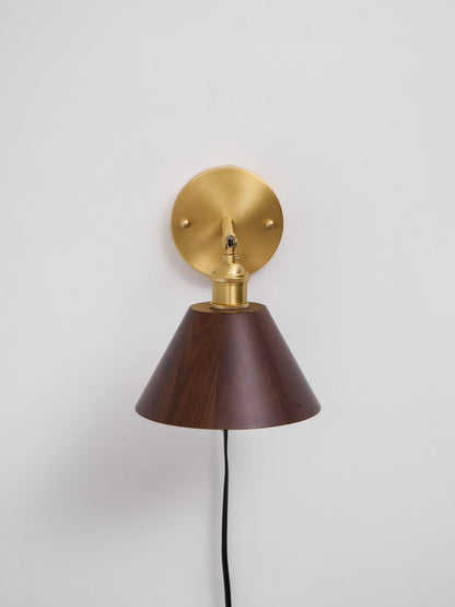 Vintage Wood Plug-In Wall Lamp, Easy Installation