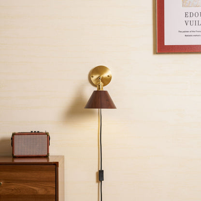 Vintage Wood Plug-In Wall Lamp, Easy Installation