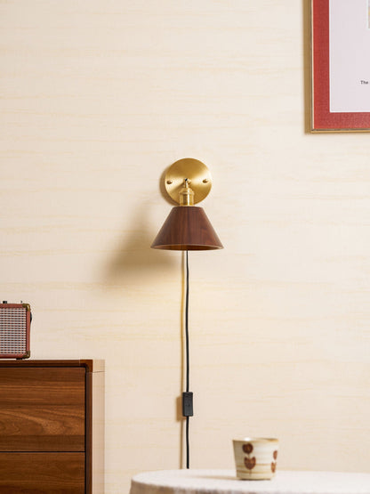 Vintage Wood Plug-In Wall Lamp, Easy Installation