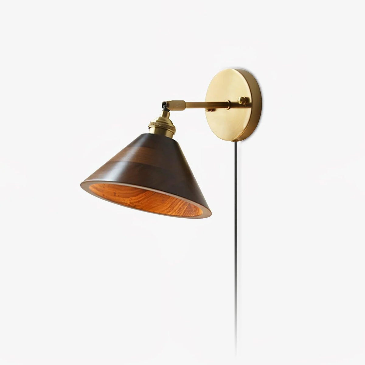 Vintage Wood Plug-In Wall Lamp, Easy Installation