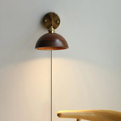 Vintage Wood Plug-In Wall Lamp, Easy Installation