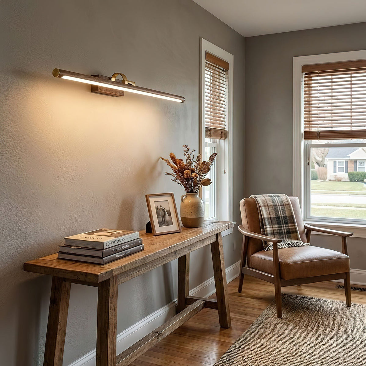 Walnut Linear LED Wall Light, Dimmable