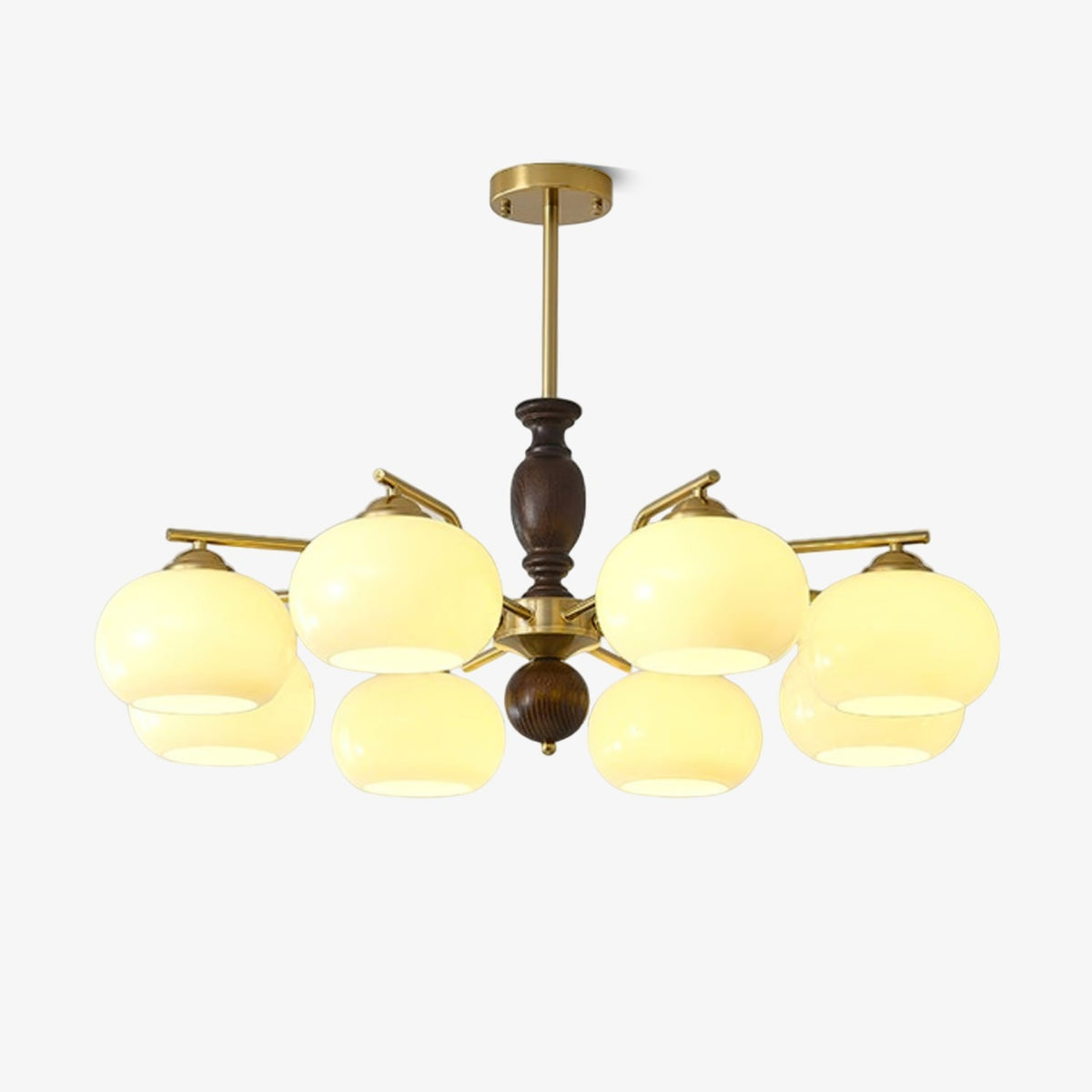 Walnut Beige Orb Chandelier with Adjustable Height — alternate angle