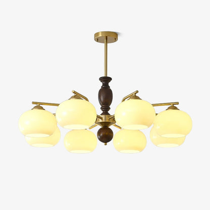 Walnut Beige Orb Chandelier with Adjustable Height — alternate angle