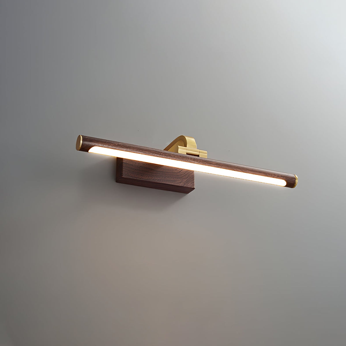 Walnut Linear LED Wall Light, Dimmable — front view