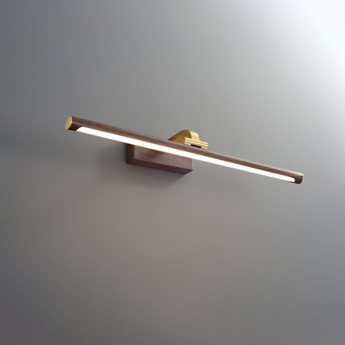 Walnut Linear LED Wall Light, Dimmable — detail view
