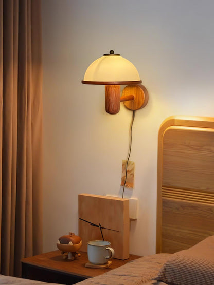 Mushroom-Shaped Wood Wall Lamp, Eco-Friendly