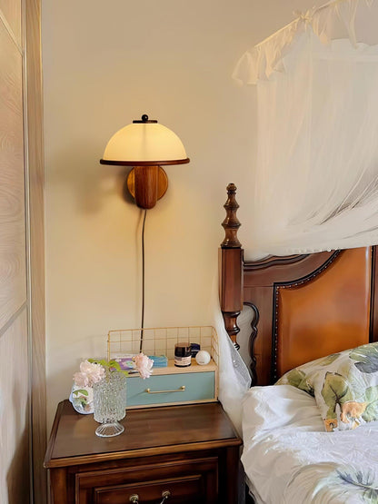 Mushroom-Shaped Wood Wall Lamp, Eco-Friendly