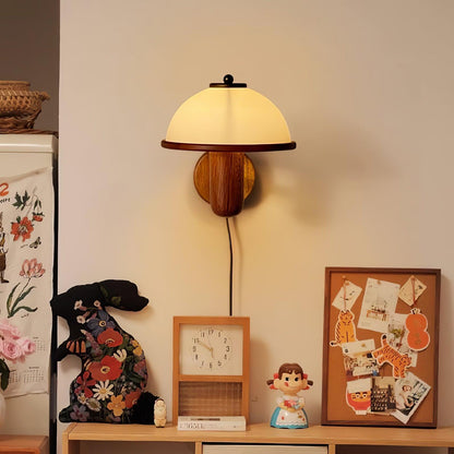 Mushroom-Shaped Wood Wall Lamp, Eco-Friendly