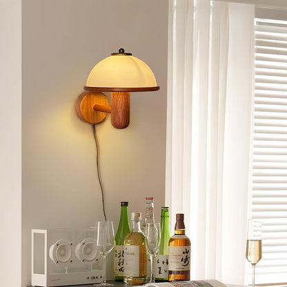 Mushroom-Shaped Wood Wall Lamp, Eco-Friendly