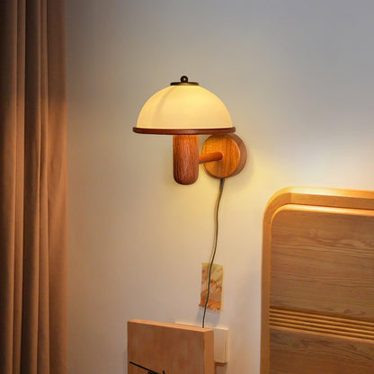 Mushroom-Shaped Wood Wall Lamp, Eco-Friendly