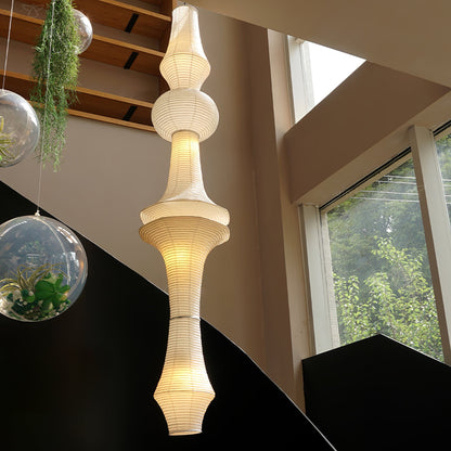 Tall Washi Paper Pendant Light, Soft Glow — lifestyle view