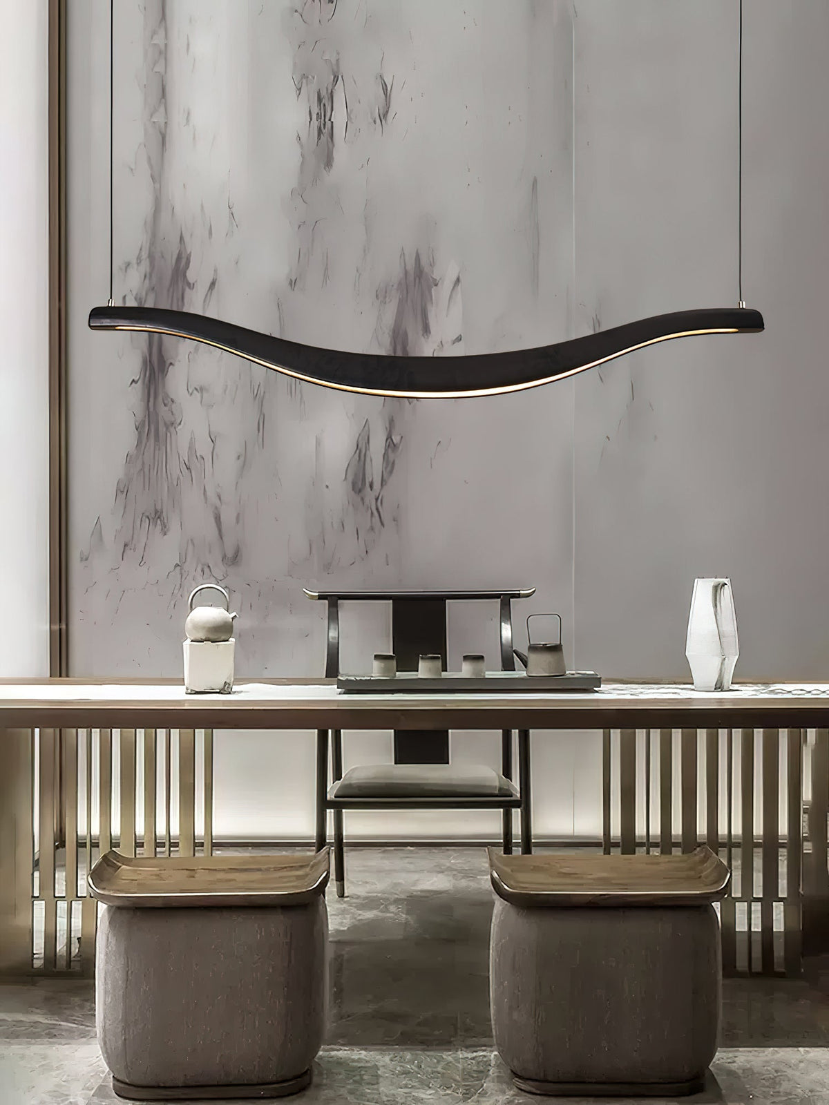 Wave-Shaped LED Chandelier with Dimmable Light