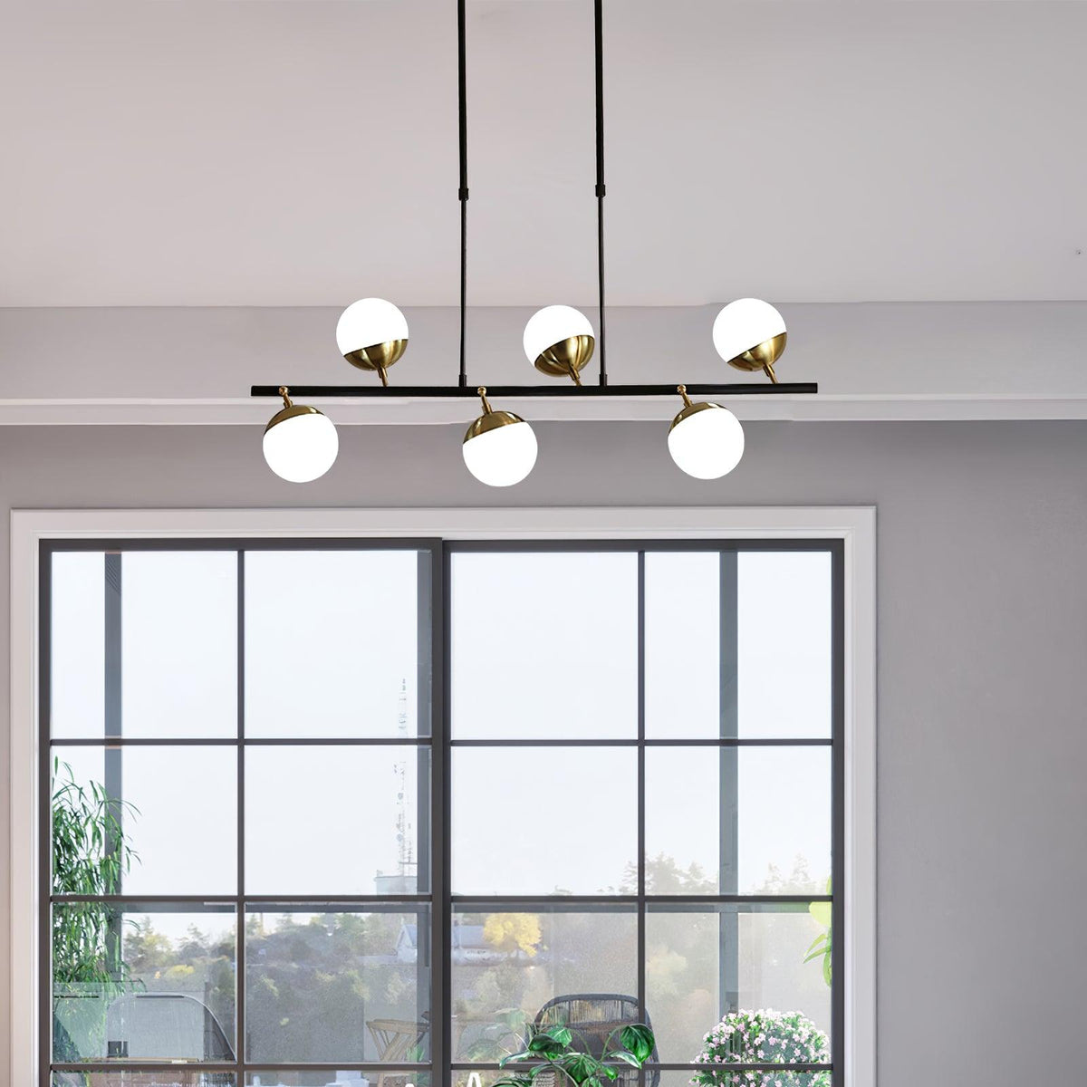 Restaurant-Style Chandelier with Adjustable Height — front view