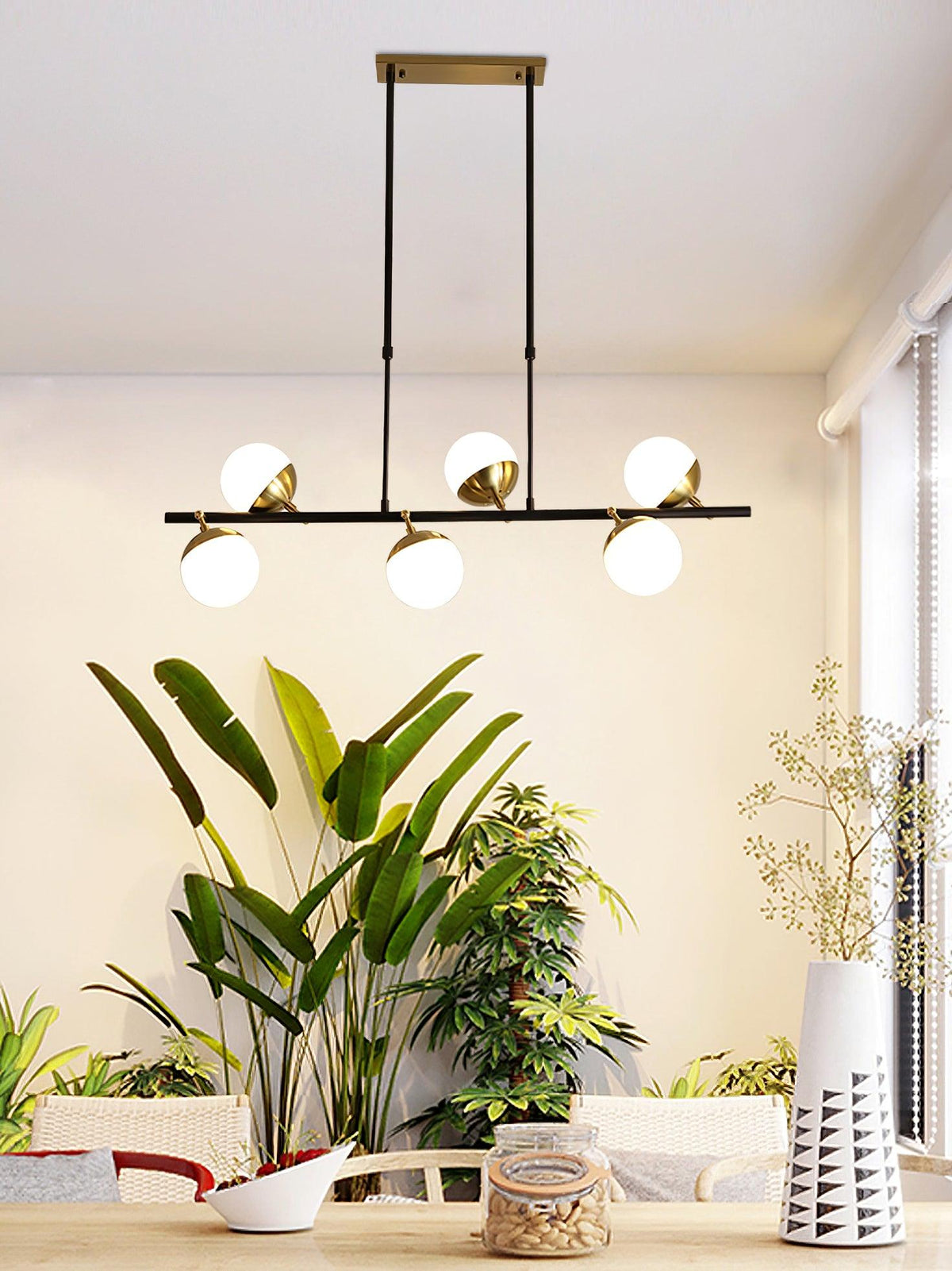 Restaurant-Style Chandelier with Adjustable Height — alternate angle