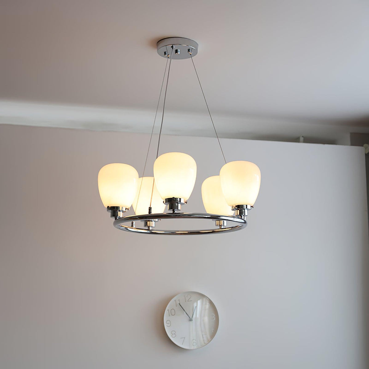 Chandelier with Adjustable Height, Energy-Efficient LED — side view