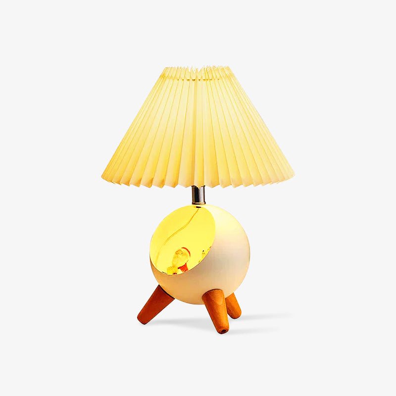 Small Wood Table Lamp with USB Port — detail view