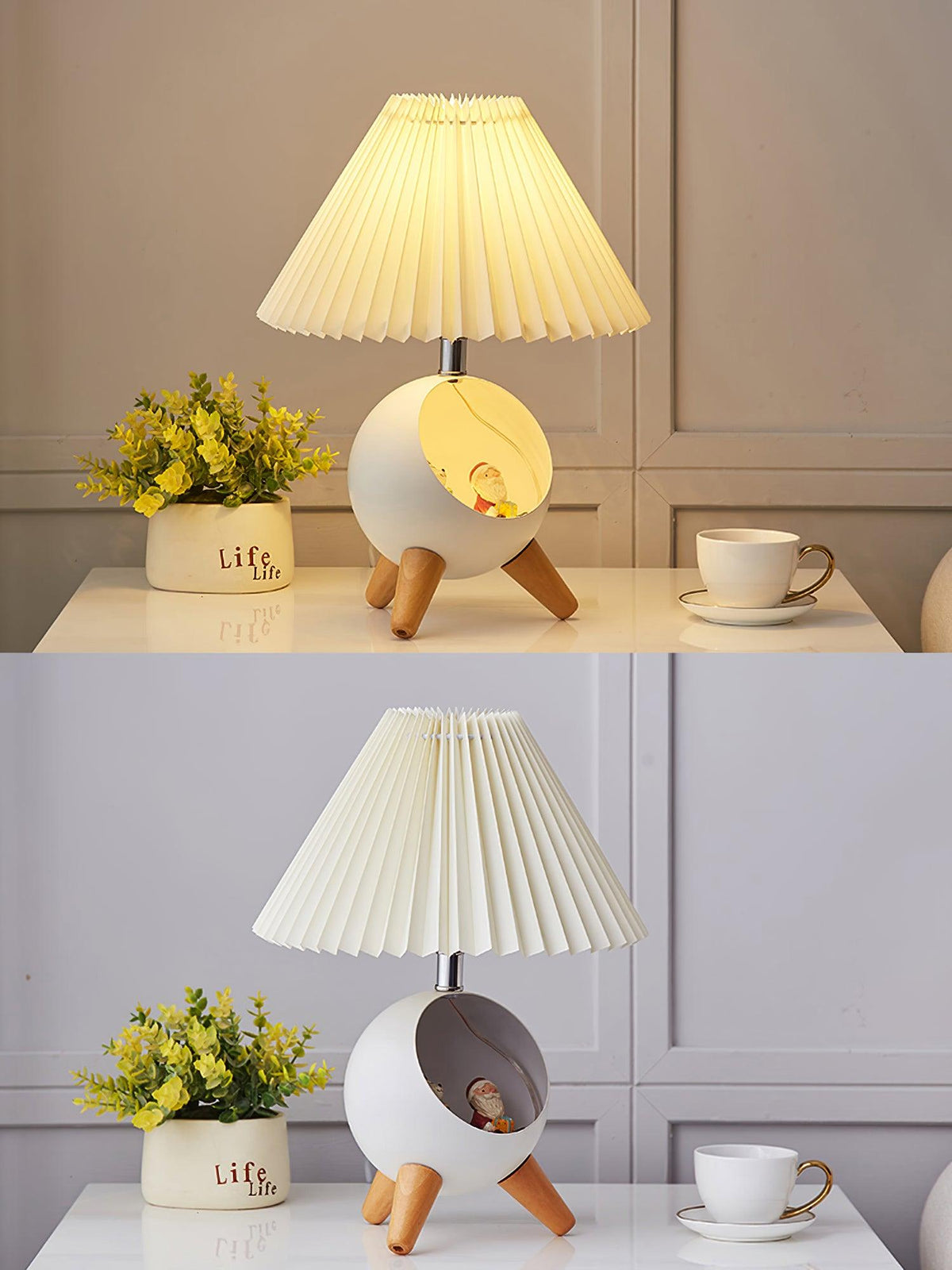 Small Wood Table Lamp with USB Port