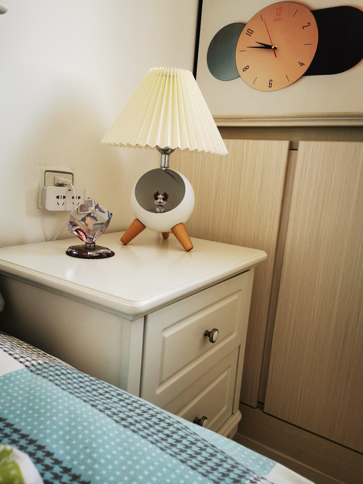 Small Wood Table Lamp with USB Port
