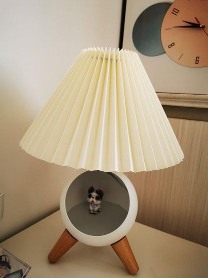Small Wood Table Lamp with USB Port