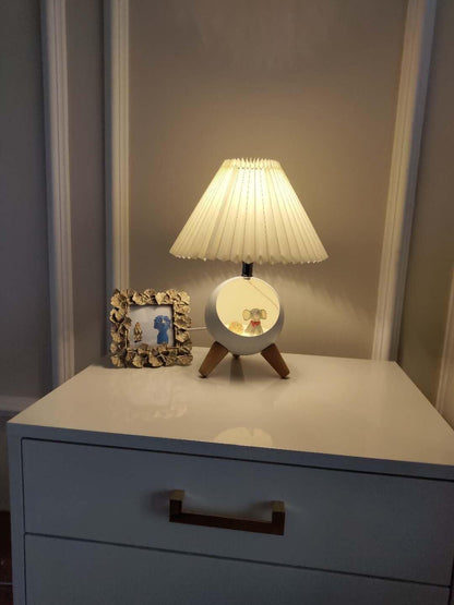 Small Wood Table Lamp with USB Port