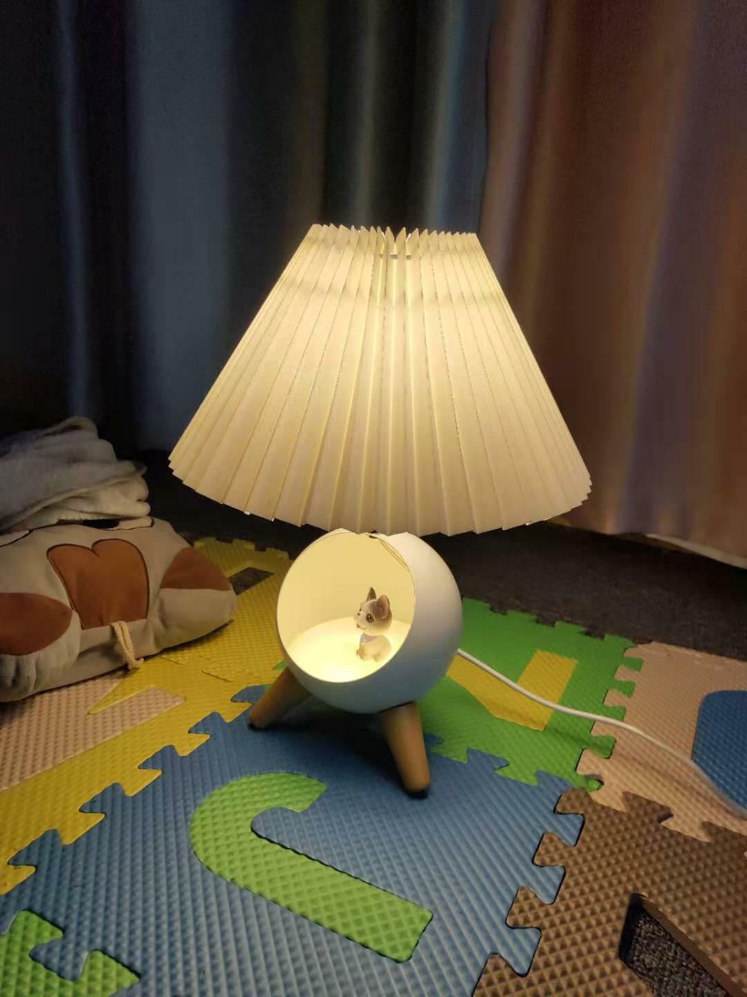 Small Wood Table Lamp with USB Port
