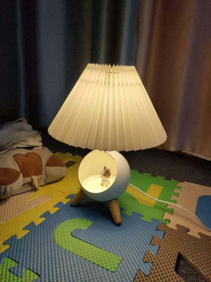 Small Wood Table Lamp with USB Port