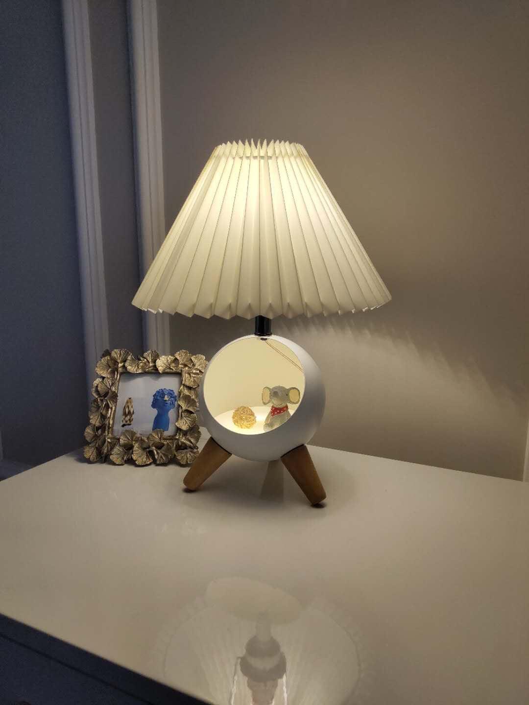 Small Wood Table Lamp with USB Port