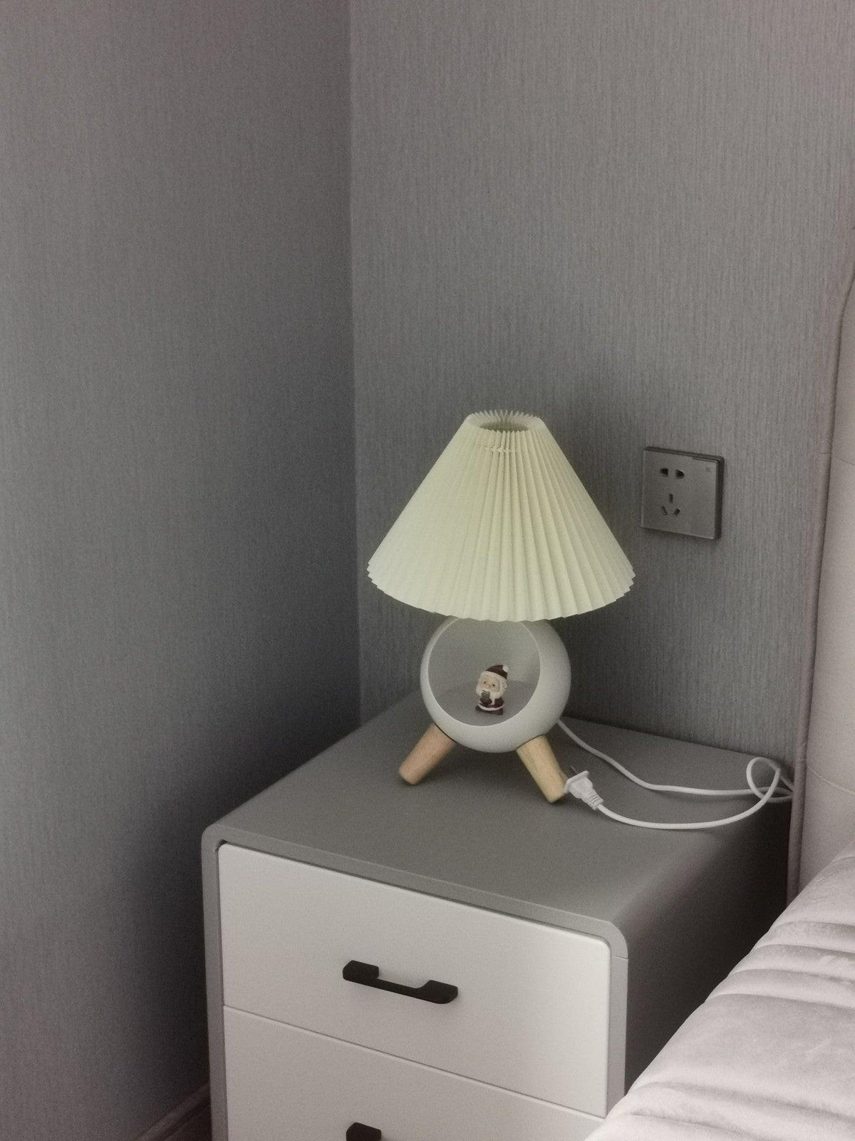 Small Wood Table Lamp with USB Port