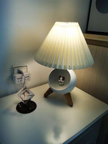 Small Wood Table Lamp with USB Port