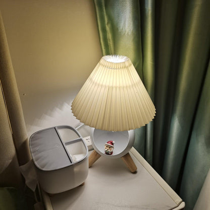 Small Wood Table Lamp with USB Port