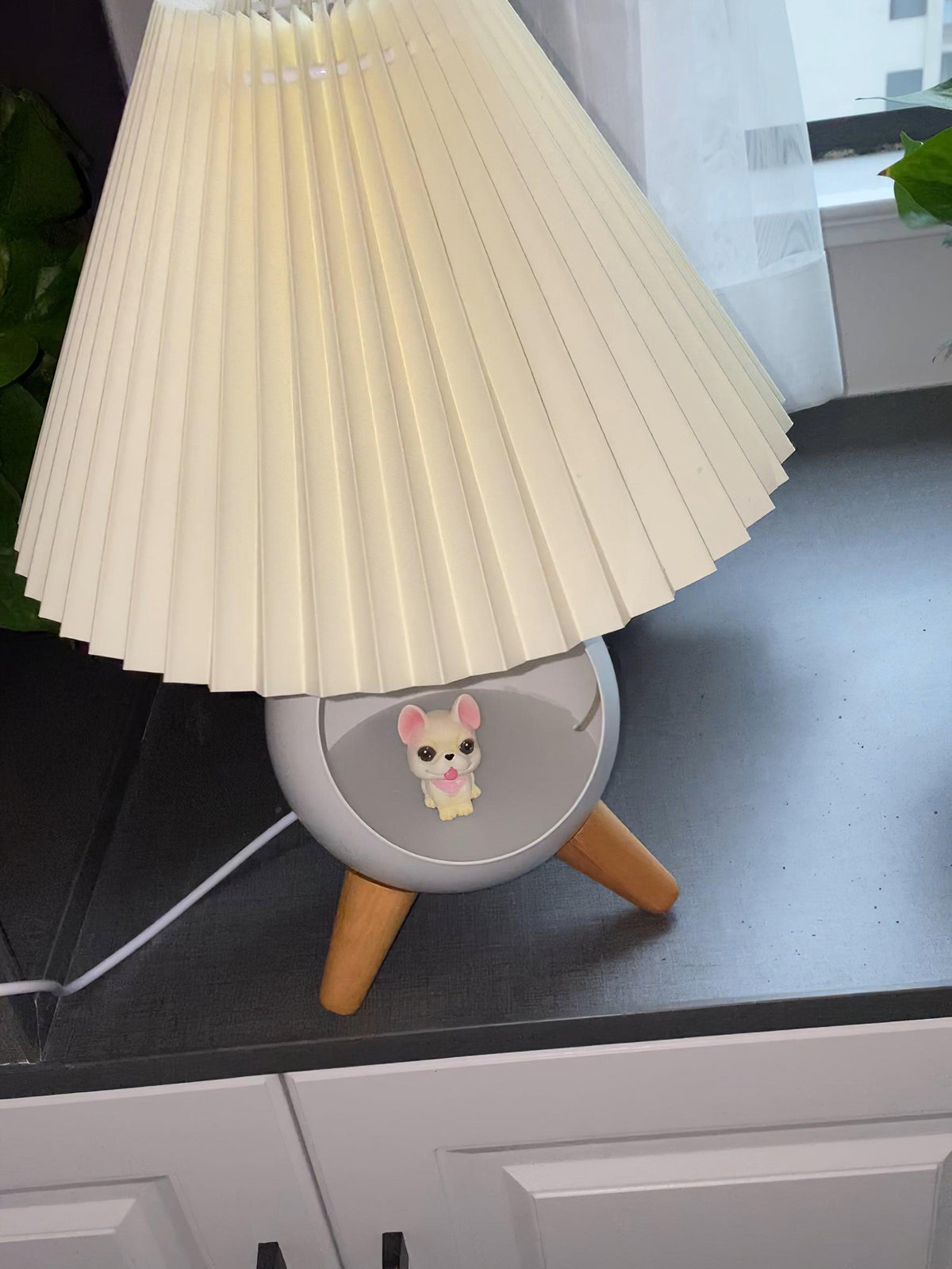 Small Wood Table Lamp with USB Port
