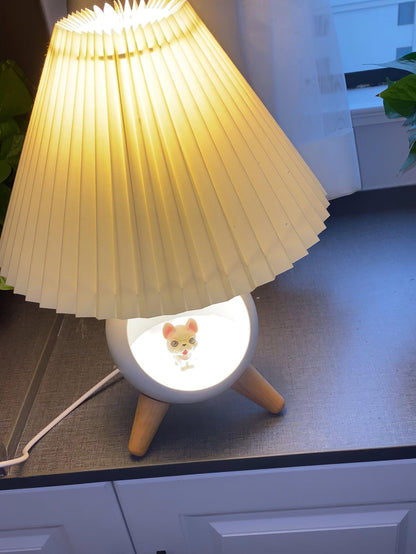 Small Wood Table Lamp with USB Port