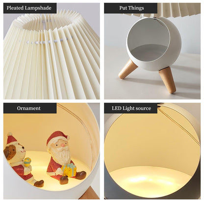 Small Wood Table Lamp with USB Port