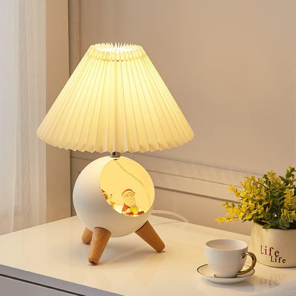Small Wood Table Lamp with USB Port — front view